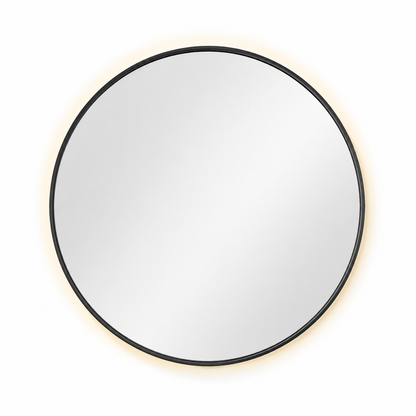 Wall mirror round black metal frame