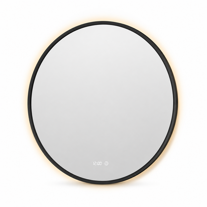 LED bathroom mirror round black frame