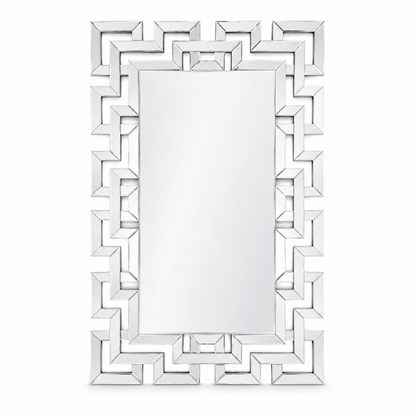 Wall mirror rectangular venetian geometric glass frame silver